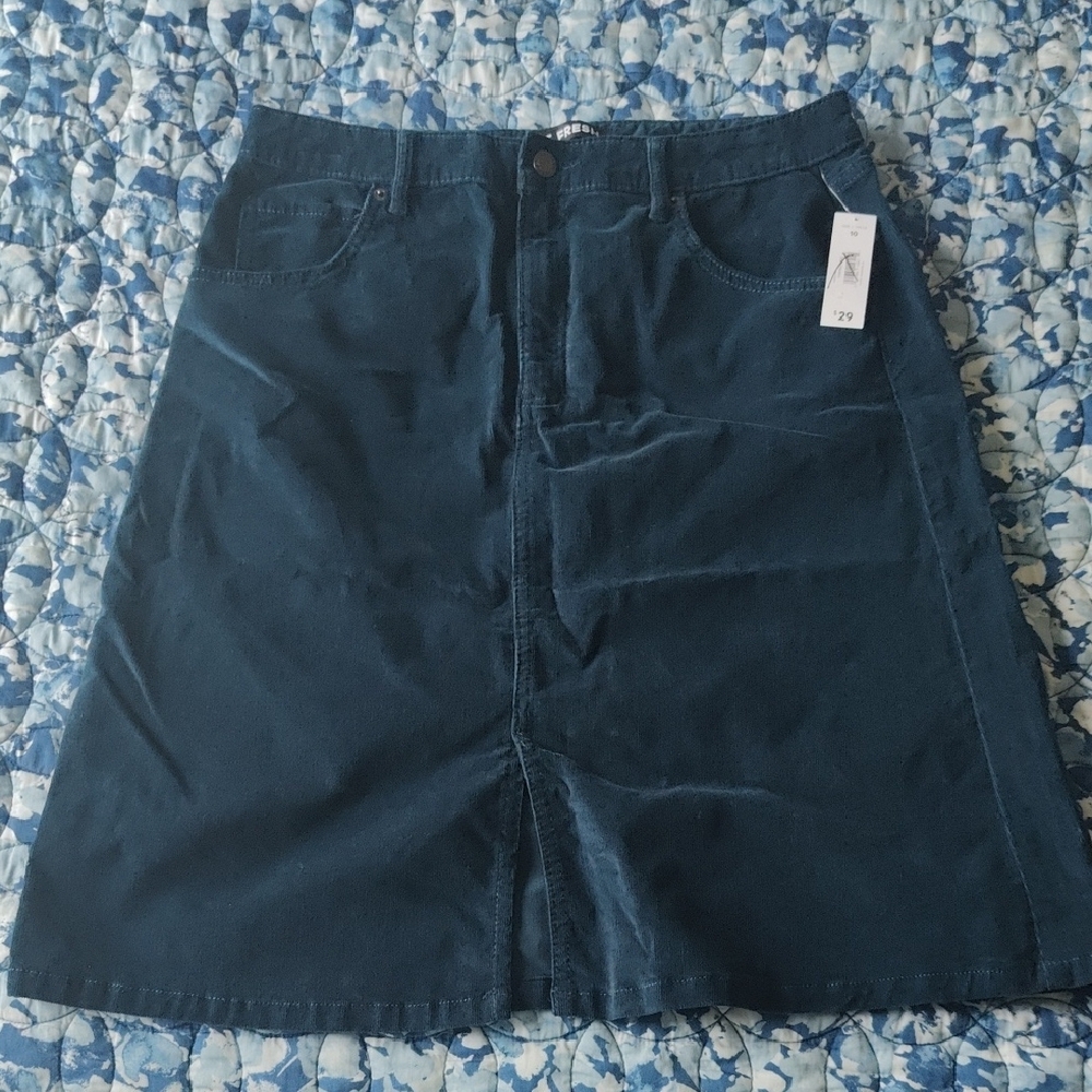 Dark Turquoise Knee-Length A-Line Skirt for Work